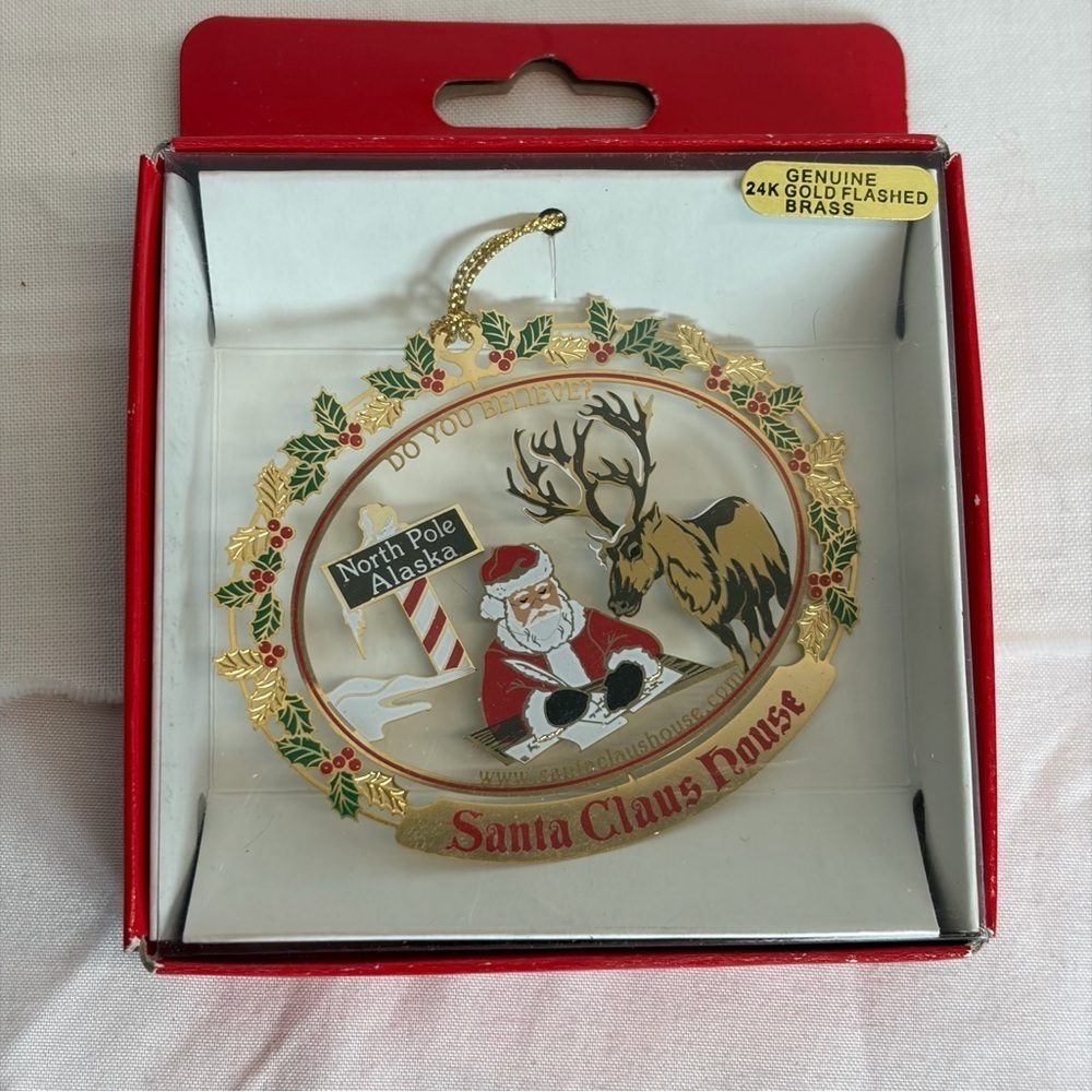 Santa Claus House Alaska Gold Brass Ornament Do You Believe